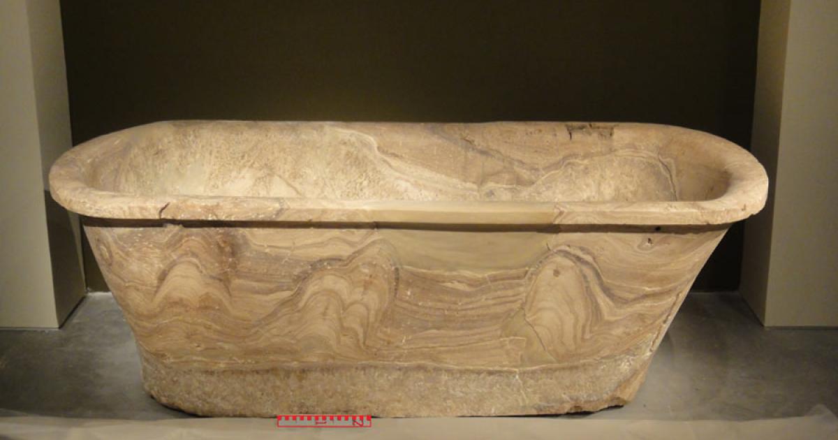 Herod’s calcite-alabaster bathtub found in Kypros fortress.	Source: Prof. Amos Frumkin, The Hebrew University of Jerusalem / Nature