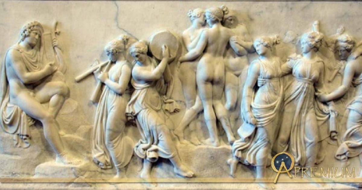 The Dance of the Muses at Mount Helicon by Bertel Thorvaldsen (1807). Hesiod cites inspiration from the Muses while on Mount Helicon. 