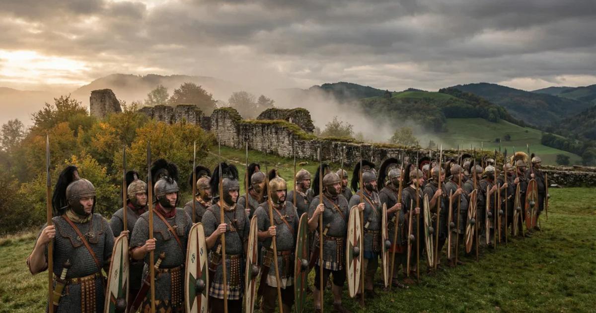 Representation of a Helvetian army legion within the Roman Empire