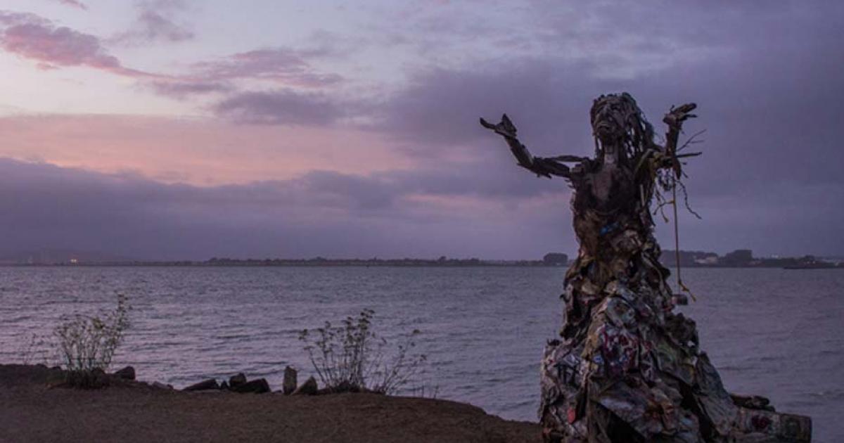 Albany Bulb Sea Witch Prays to the Pink and Purple Sky.