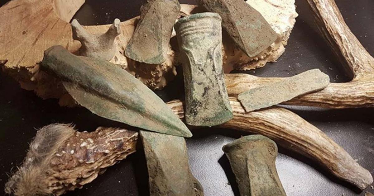 Some of the original 9 axe heads or “Celts’ plus the spearhead found by the Korstad brothers.