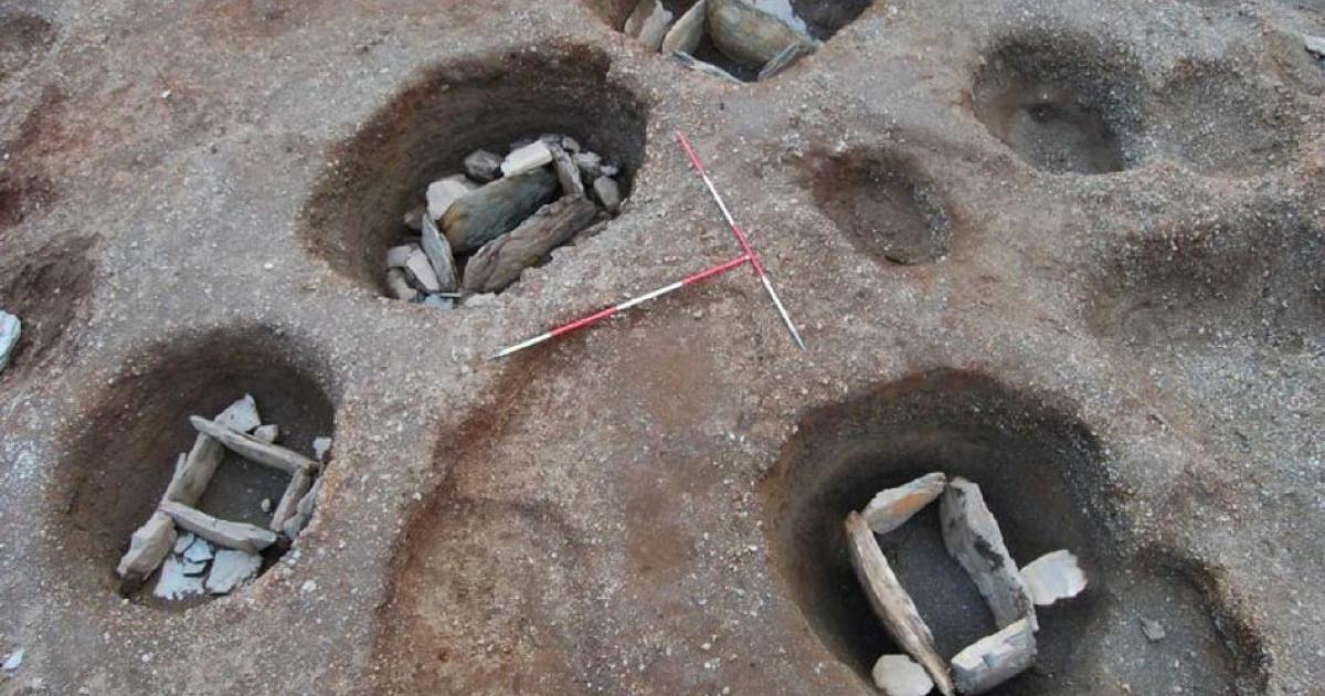 Holy Island is named for its many burials. This Late Roman cist cemetery was uncovered during the dig. Source: Gwynedd Archaeological Trust.