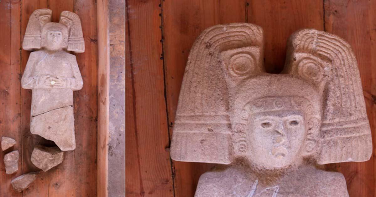Detail of the Huastec statue which was discovered in Mexico. Source: INAH