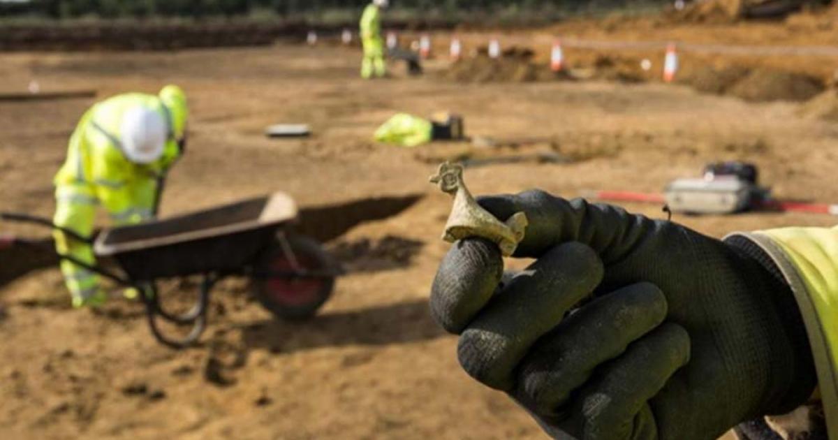 A Roman chicken brooch unearthed during the excavations.