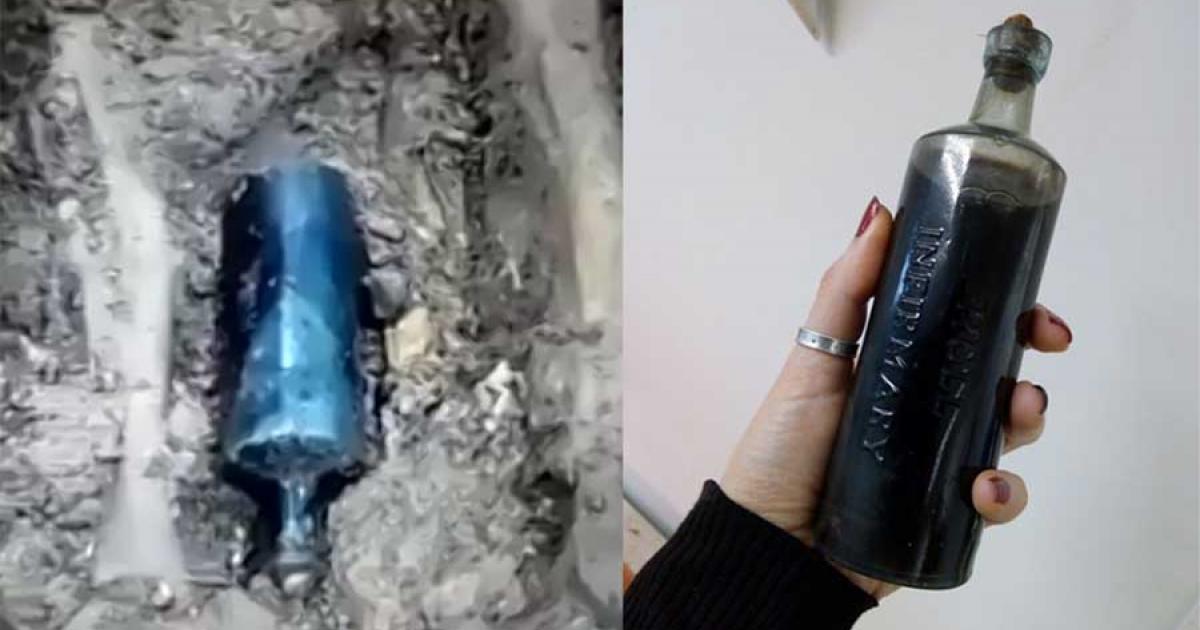 Blue bottle found during excavations of Hull burial site at Holy Trinity Burial Ground. Source: Highways England