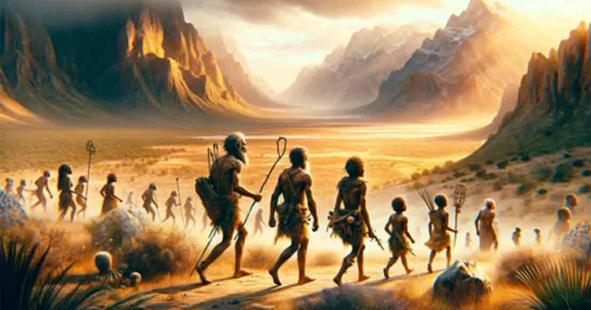 AI image of early human migration. Source: AI Generated
