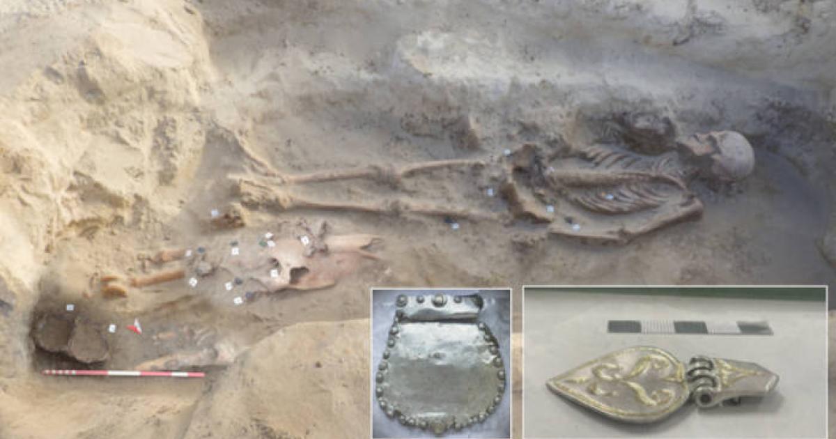 One of the Hungarian graves with inset close up of grave goods.