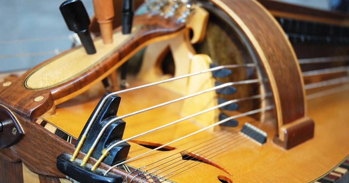 Detail of a hurdy gurdy