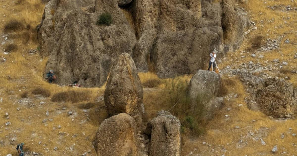 Ancient Spanish archaeological monument showing aligned stone structures designed for winter solstice observations at El Fontanar site near Jódar, Andalusia