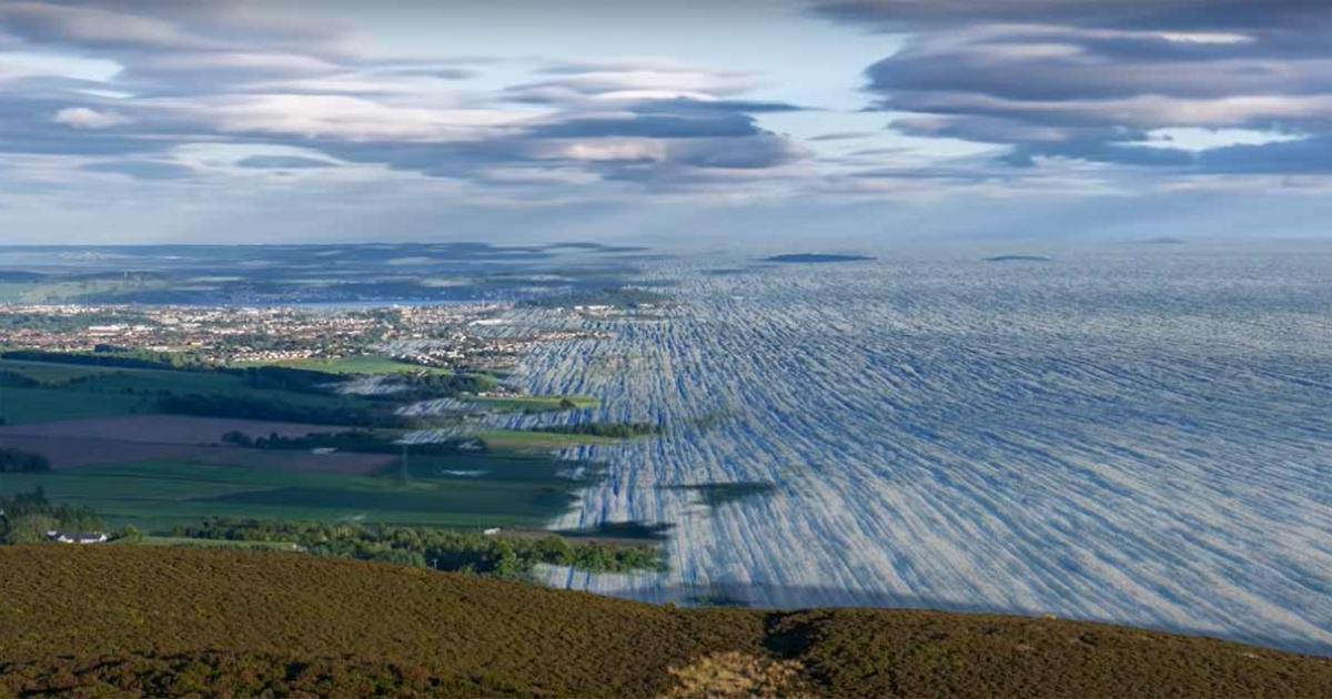 Representation of how the ice would have covered the landscape of Dundee as it would have been during last Ice Age in Scotland.       Source: YouTube Screenshot