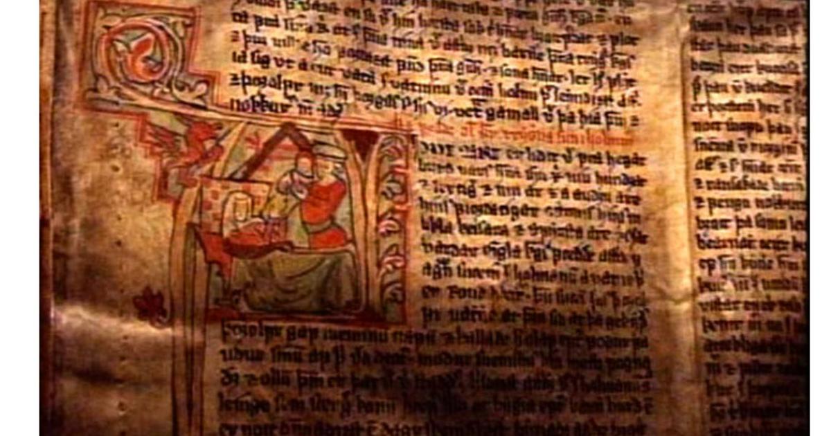 Detail of a miniature from a 13th-century Icelandic manuscript. 