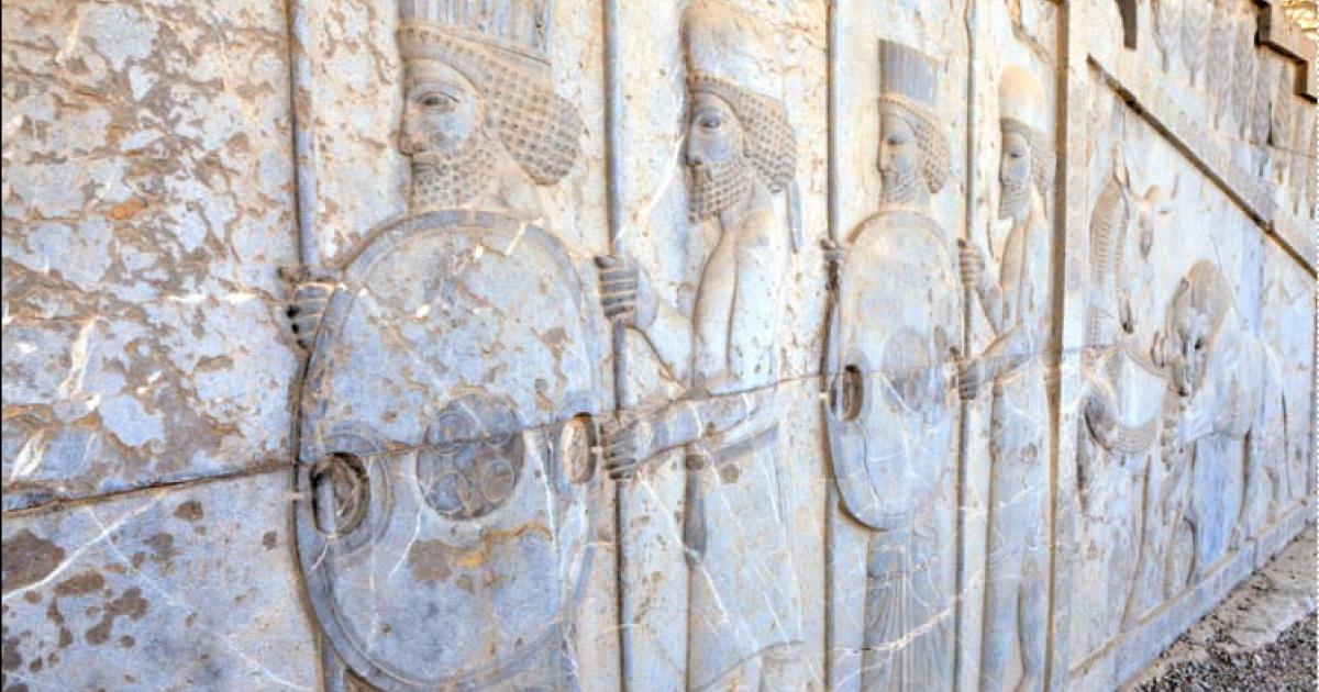 Top image: Immortals, Persian warriors bas relief in Darius palace, Persepolis, Iran.  Source: grigvovan