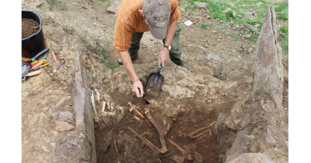 Iron Age grave containing father and son weavers. 