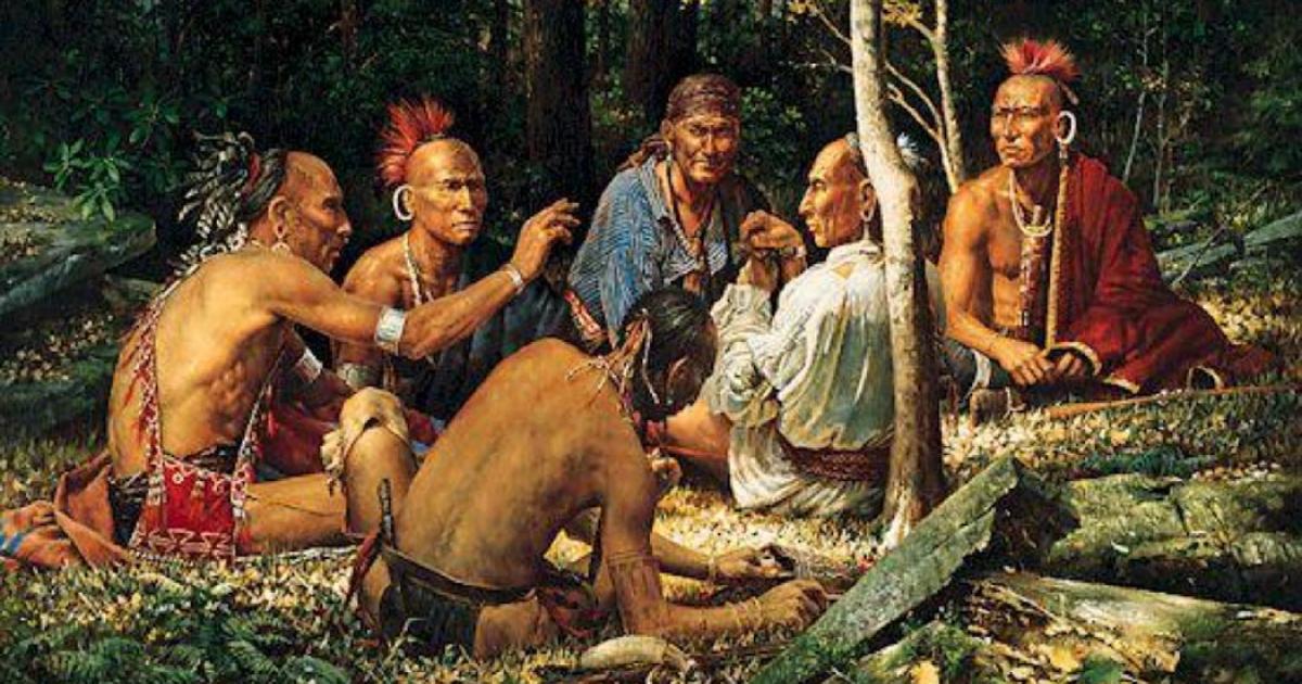 ‘The Storyteller’ by L.F. Tantillo depicting Haudenosaunee (Iroquois Confederacy) people. 