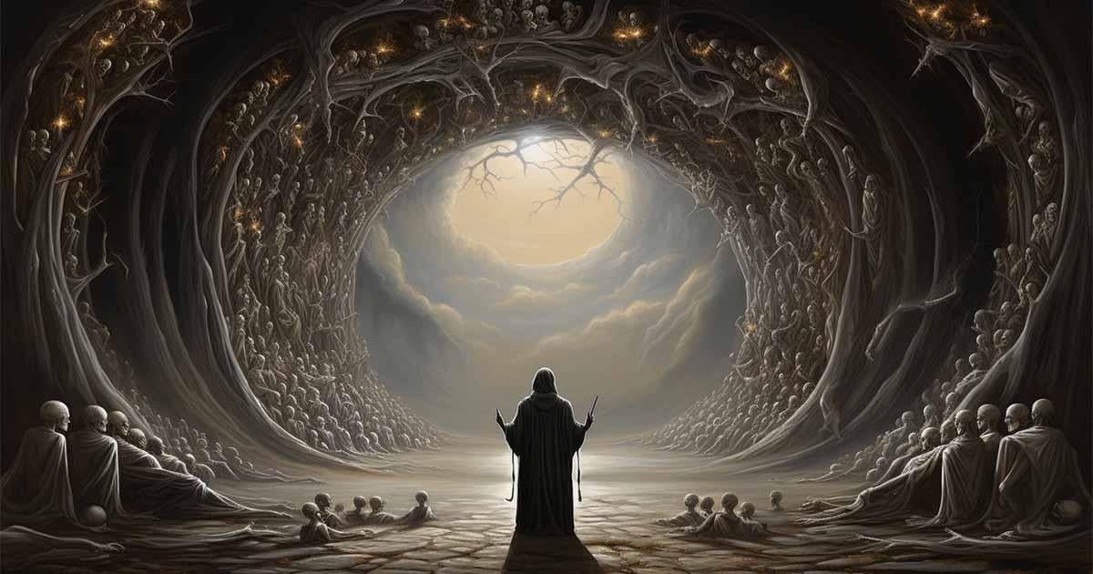 Ezekiel's vision of the valley of dry bones coming to life, signifying God's power to bring new life and open the gateway to heaven Generative AI. Source: forenna /Adobe Stock)