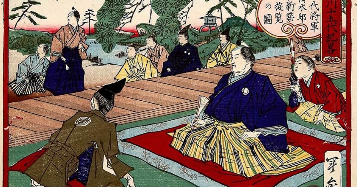 The 9th Tokugawa Japanese shogun visiting a newly built home in Edo.         Source: Kobayashi Toshimitsu / Public domain   