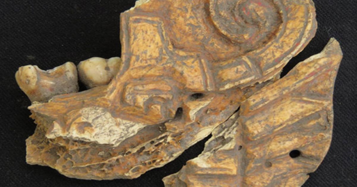 Carved and painted human mandible (jawbone) was found in a ceremonial area within a residential complex at the site of Dainzú-Macuilxóchitl in Mexico.