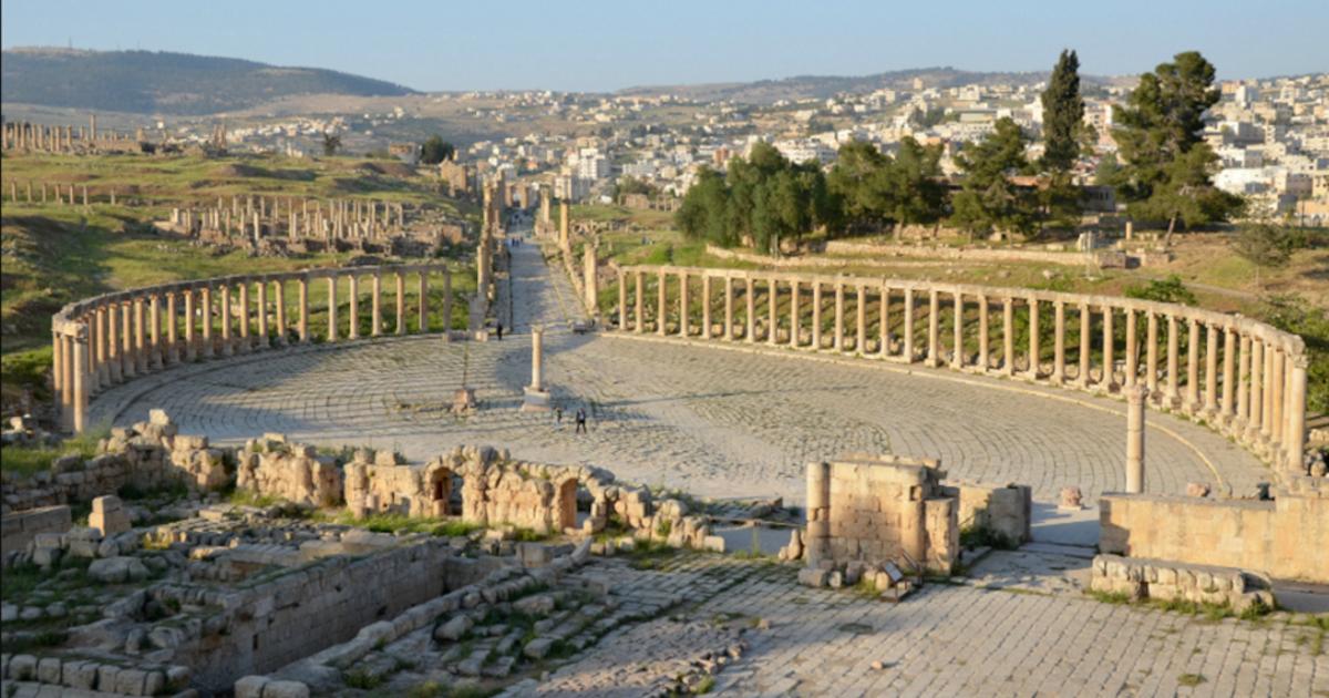 The Oval Plaza of Gerasa (Jerash, Jordan).