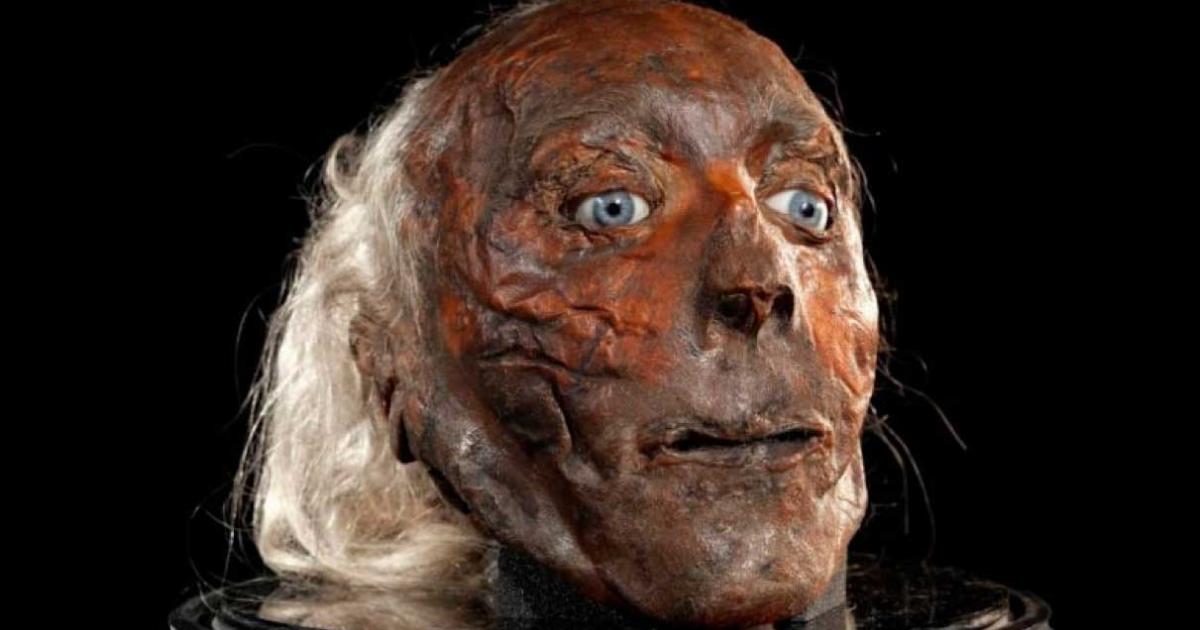 The mummified head of Jeremy Bentham 