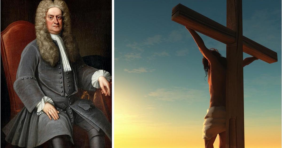There is much debate between scholars to Jesus’ crucifixion date, but there is no real consensus. Is there anyway of us knowing the truth? Left: portrait of Sir Isaac Newton. (Public domain).     Right: representation of Jesus’ crucifixion. (Kovalenko I / Adobe stock)