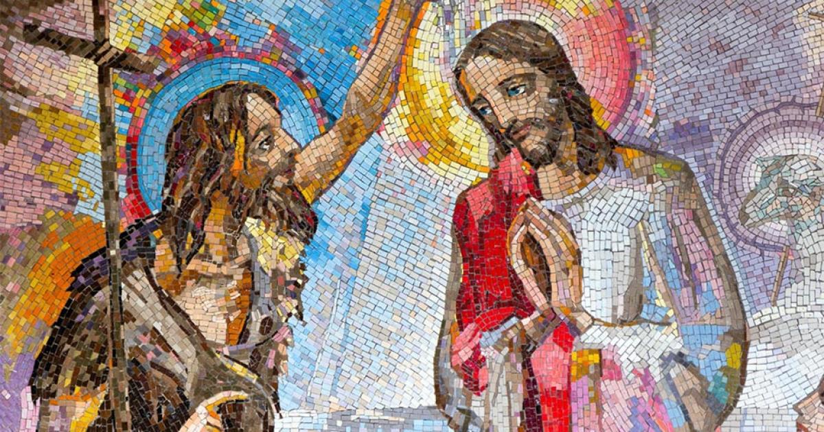 Mosaic of the baptism of Jesus Christ by Saint John the Baptist in Medjugorje, Bosnia and Herzegovina, 2016. Source: Adam Ján Figeľ / Adobe stock