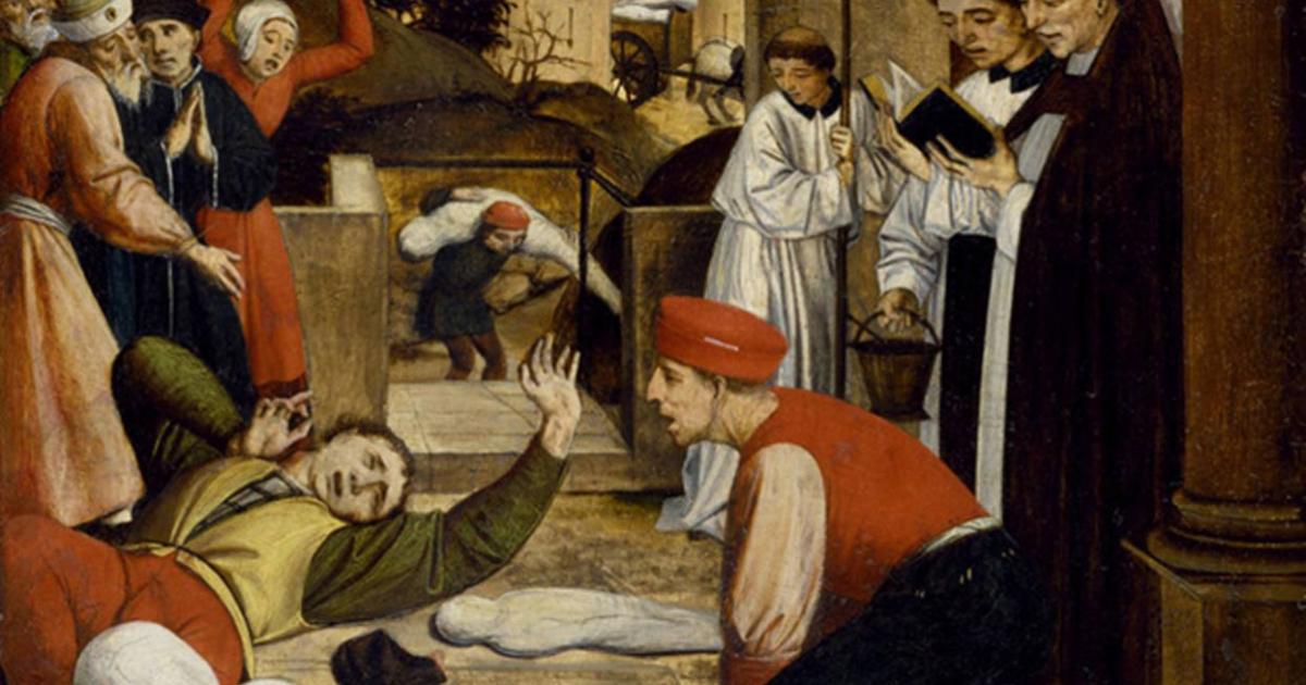 Artist's representation of a scene during the Justinianic plague.