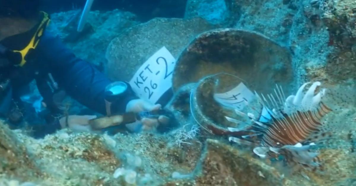 Still from the underwater excavation work at the find site near Kekova.  
