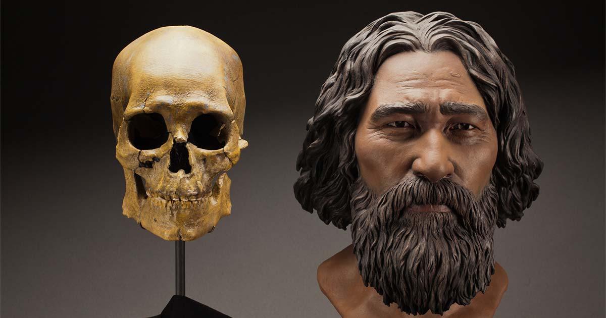 Clay facial reconstruction of the Kennewick Man was created based on the morphological features of his skull. Source: Brittney Tatchell / Smithsonian Institution