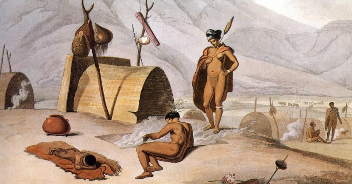 Khoisan busy barbecuing grasshoppers