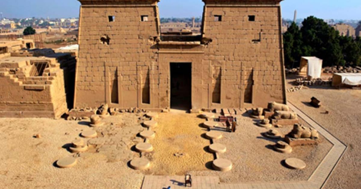 The south facing entrance of Khonsu Temple, located in the Karnak Temple Complex on Luxor's East Bank. Source: ARCE / Fair Use.