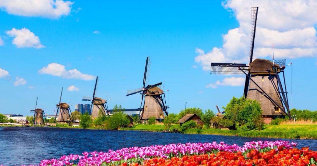 The Kinderdijk Windmills and surrounding waterways during spring, The Netherlands Source:  Nikolay N. Antonov / Adobe Stock