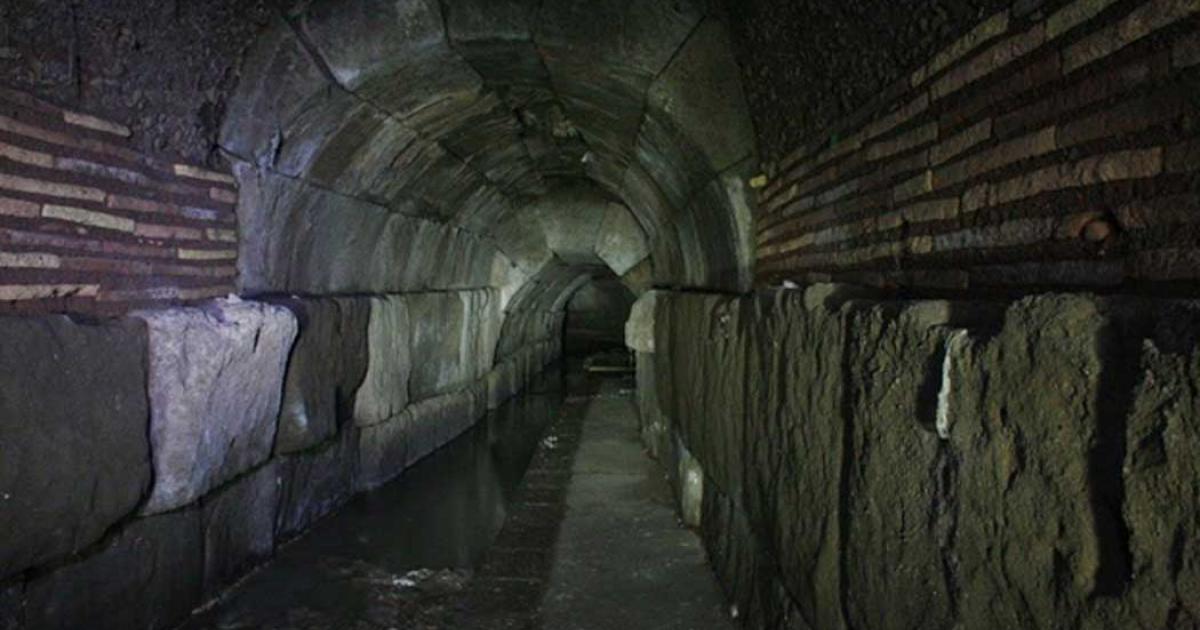 Inside one of the tunnels under Rome, Italy.