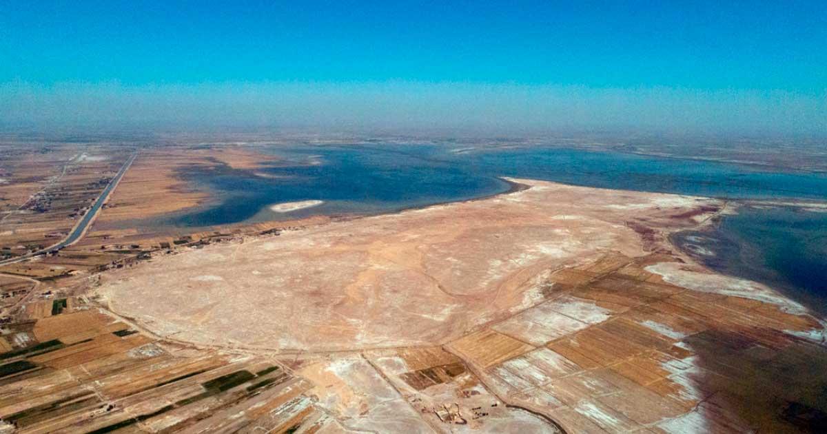 Excavations continue at the impressive and expansive ancient city of Lagash. Drone photo of the site of Lagash (Tell Al Hiba) looking north. This spring was a particularly wet one in Iraq, causing the marshes to surround the site on three sides. Source: Lagash Archaeological Project