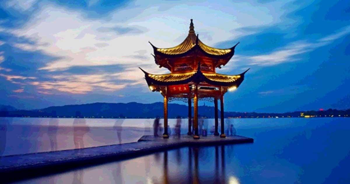 Chinese temple on a lake