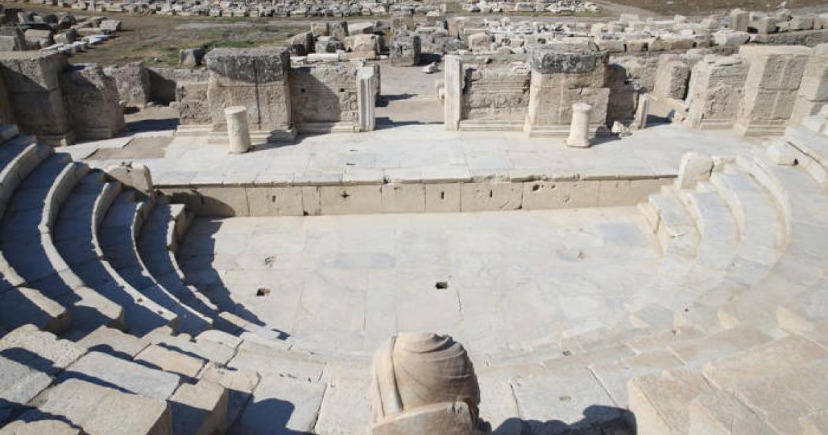 A top down view of 2,050-year-old council building Laodicea