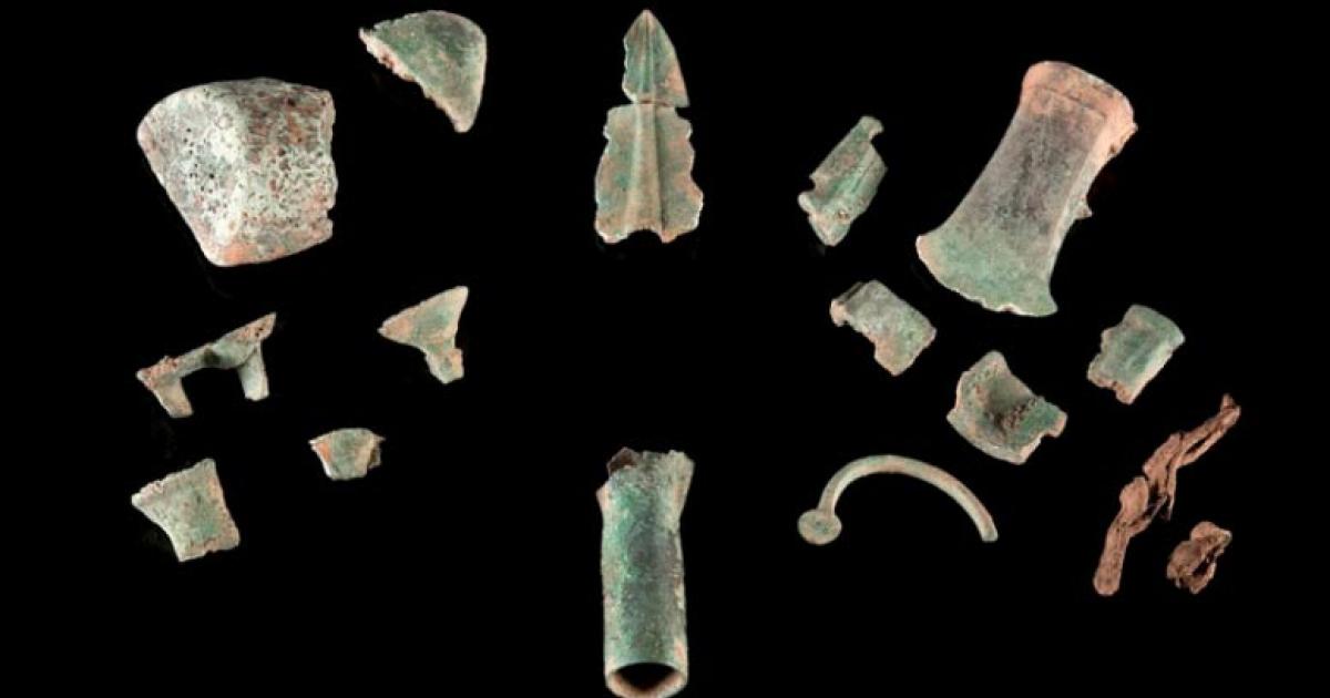 Late Bronze Age hoard found in Carmarthenshire, Wales.	Source: Mark Lodwick / British Museum, CC BY-SA 4.0