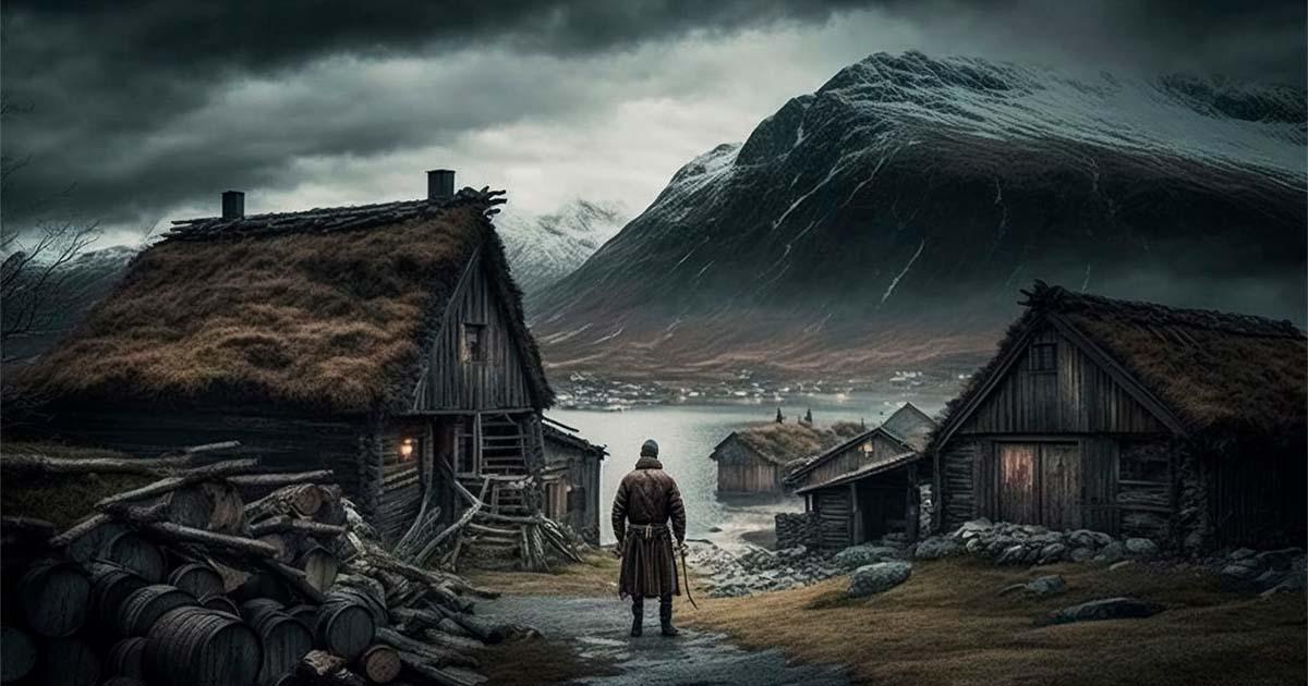 Norse settlement with wood houses. Source: Hauber_Photography / Adobe Stock.