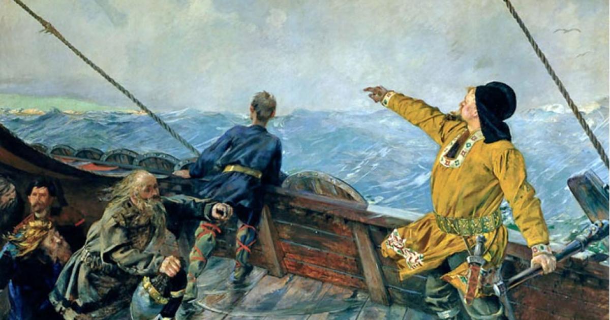 Leif Ericson discovers Vinland, by Christian Krohg. 