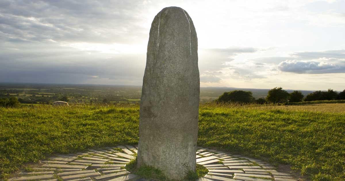 The Lia Fáil on the Hill of Tara. It is also known as the Coronation Stone for the ancient High Kings of Ireland.