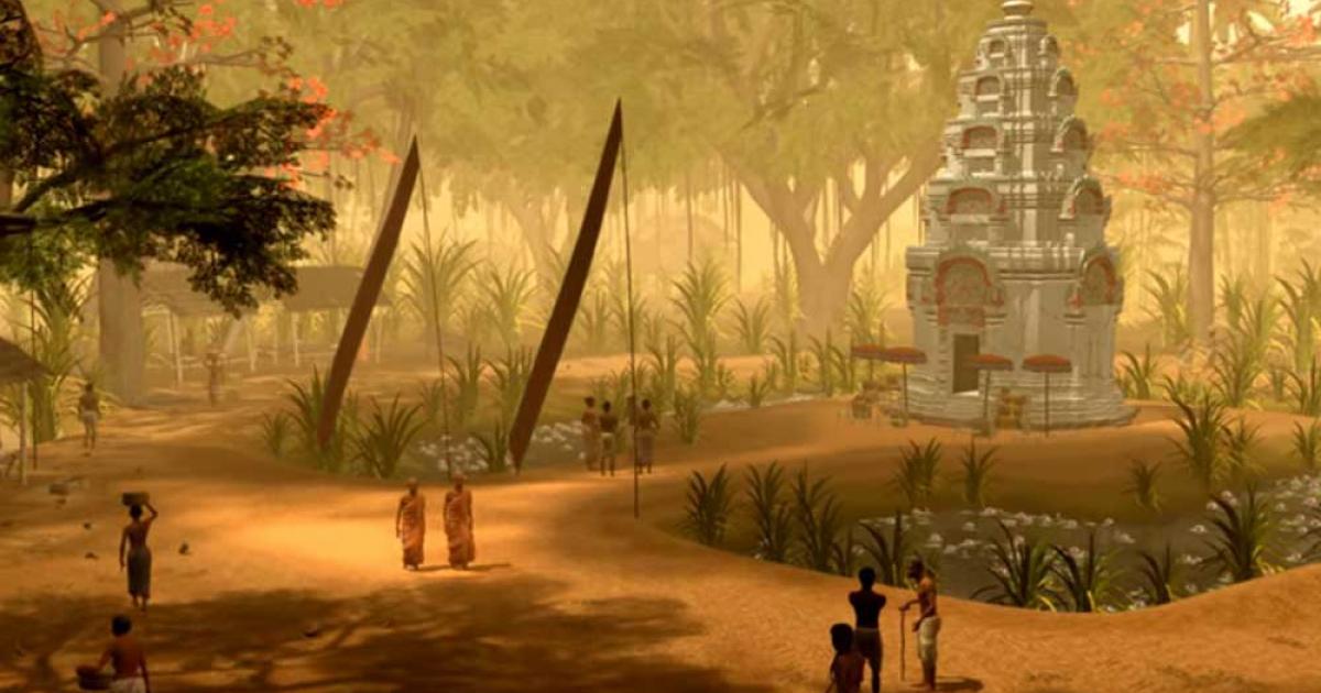 One of the scenes created by the research team, depicting a small temple in the surrounds of Angkor Wat. Tom Chandler and Brent McKee (Monash University)