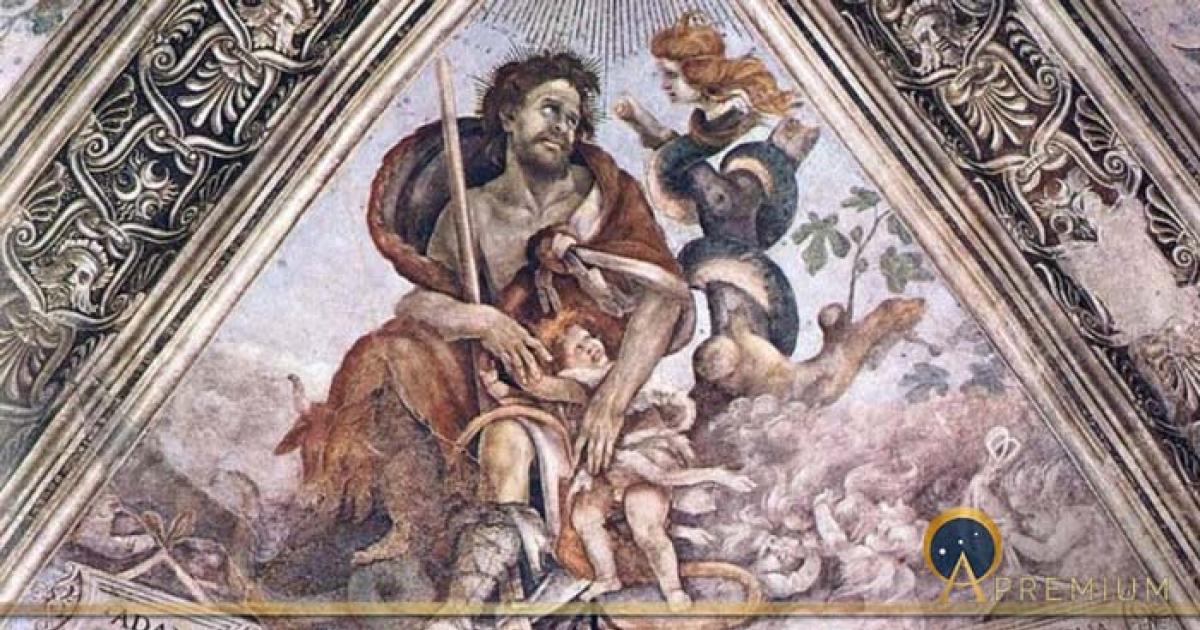 Adam clutches a child in the presence of the child-snatcher Lilith, by Filippino Lippi (1502) Basilica of Santa Maria Novella, Florence (Public Domain)