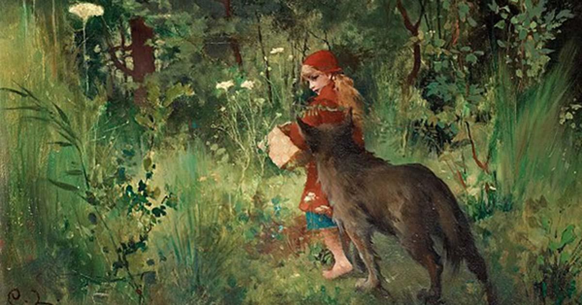 “Little Red Riding Hood and the wolf in the forest” (1881) by Carl Larsson.