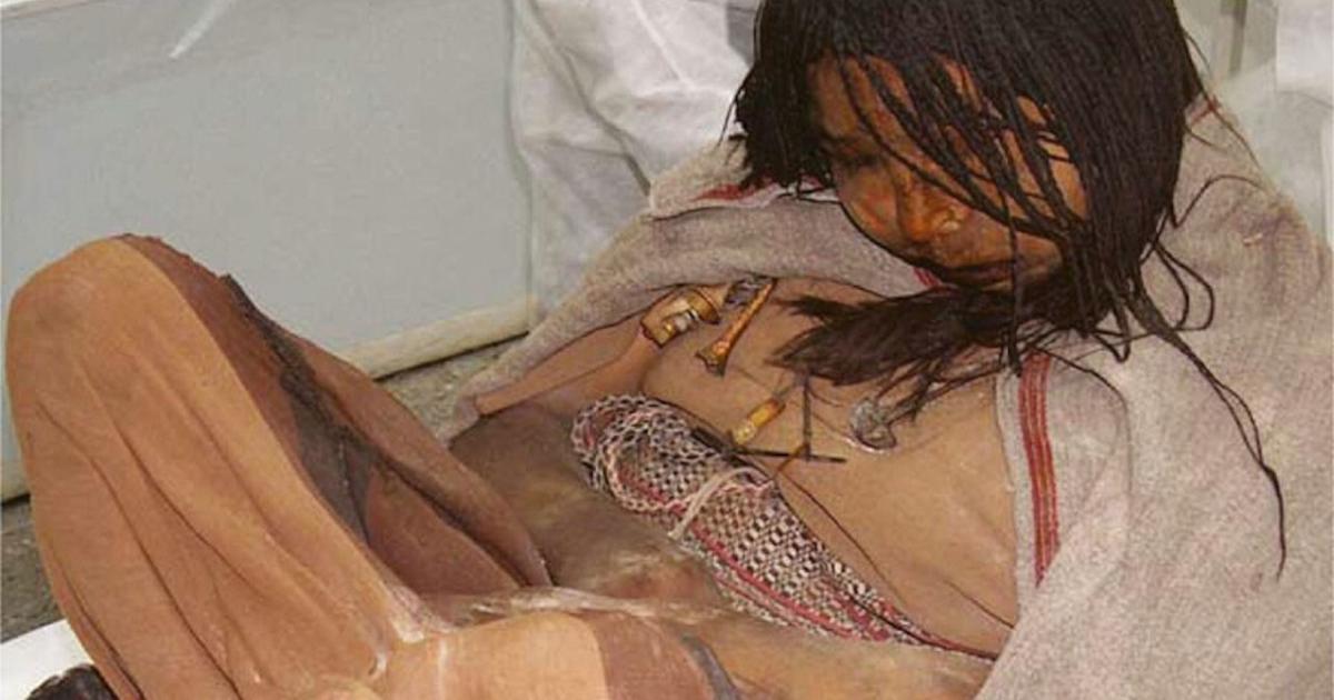 "The Maiden", one of the discovered Llullaillaco mummies, a preserved Inca human sacrifice from around the year 1500