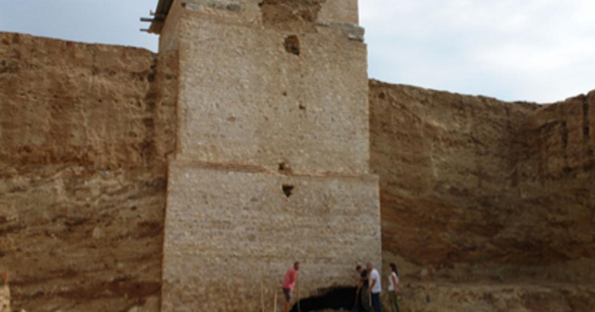 The tower where the looting tunnel was discovered. It is actually much bigger than this and more needs to be uncovered.        Source: Plovdiv Museum of Archaeology