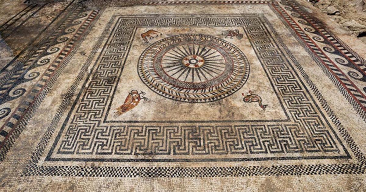 One of the beautiful mosaics was surrounded by images of a fawn, duck, eagle and owl.