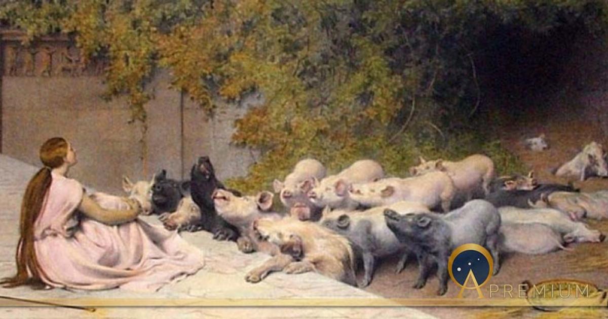 Circe and her swine by Briton Rivière (1896)(Public Domain)