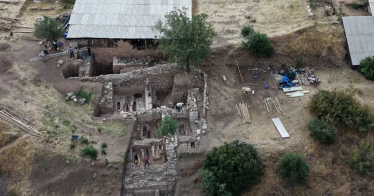 Aerial of the excavations at Sardis that have revealed the Lydian palace.