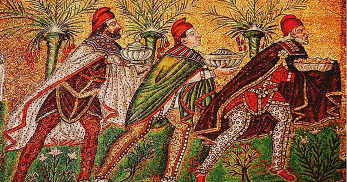 A Byzantine depiction of the Three Wise Men (526 AD), Basilica of Sant' Apollinare Nuovo, Ravenna, Italy.
