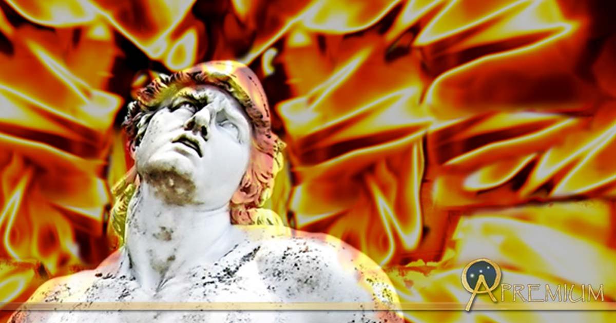 The climactic moment in Homer's Iliad when a dying Achilles' head bursts into flame 