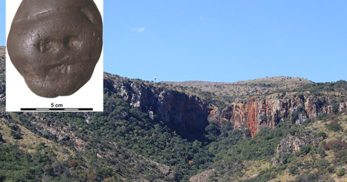 The Makapan Valley, with inset; The Makapansgat pebble,